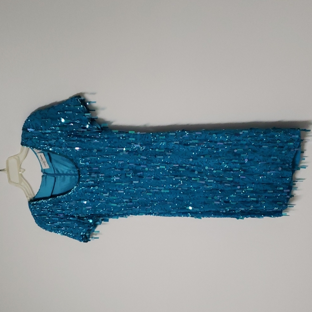 Vintage silk and beaded/sequined mini‎ dress - Picture 9 of 14